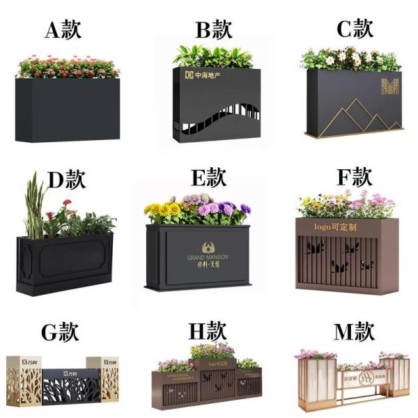 Caixas De Flores Personalizadas Para Exteriores, Vasos De Flores Para Salas De Vendas, Suportes De Flores Ao Ar Livre, Canteiros De Flores Em Aço Inoxidável Para Ruas Comerciais, Floreiras Prontas.  |   Caixa De Flores Caixa De Flores Caixa De Flores